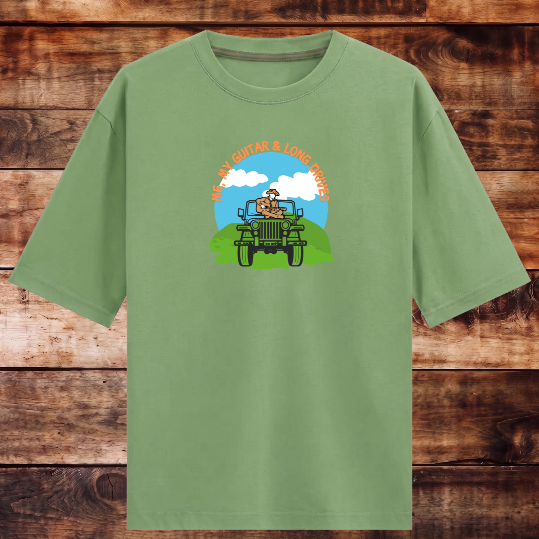 Guitar and Love for Travel Oversized Tshirt