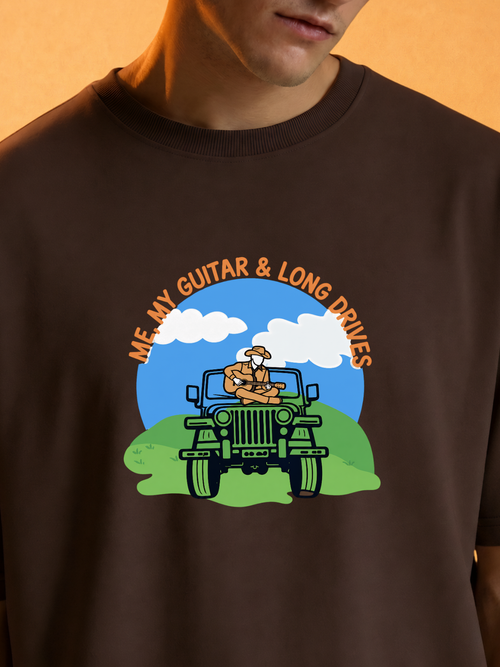 Guitar and Love for Travel Oversized Tshirt