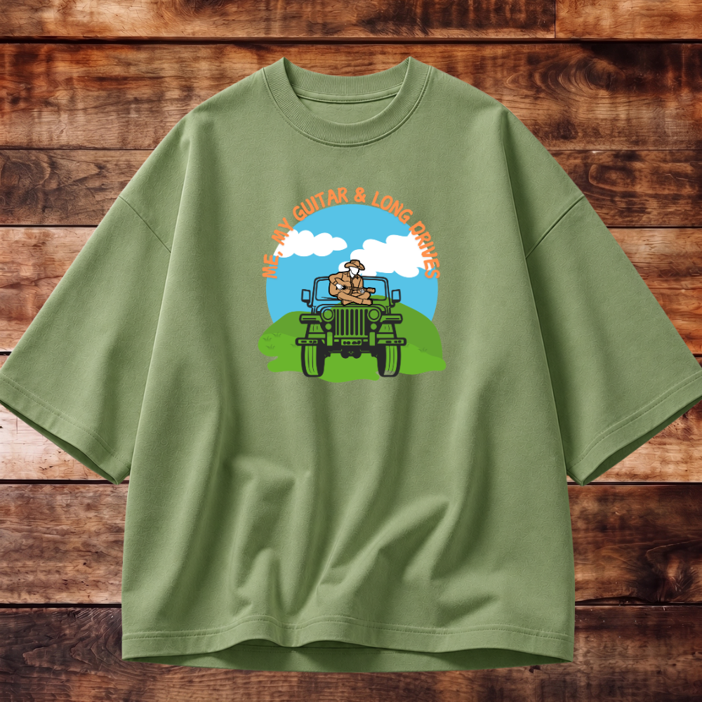 Guitar and Love for Travel Oversized Tshirt