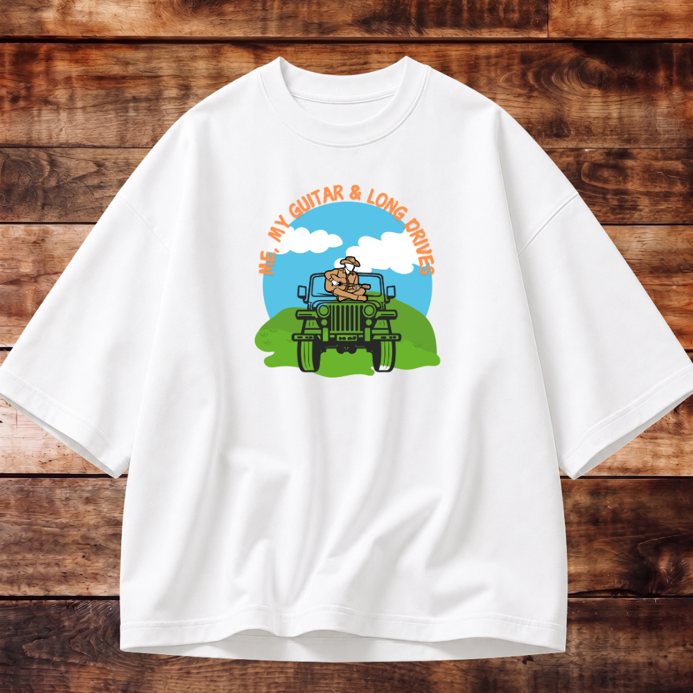 Guitar and Love for Travel Oversized Tshirt