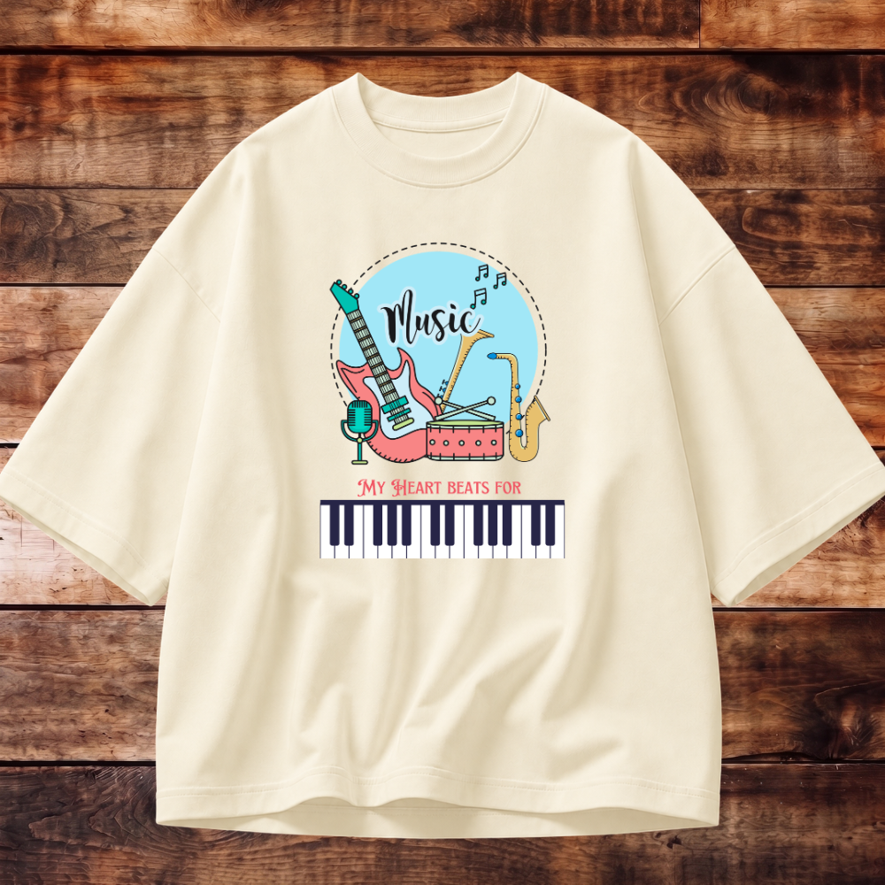 My Heart Beats for Music Oversized T-shirt