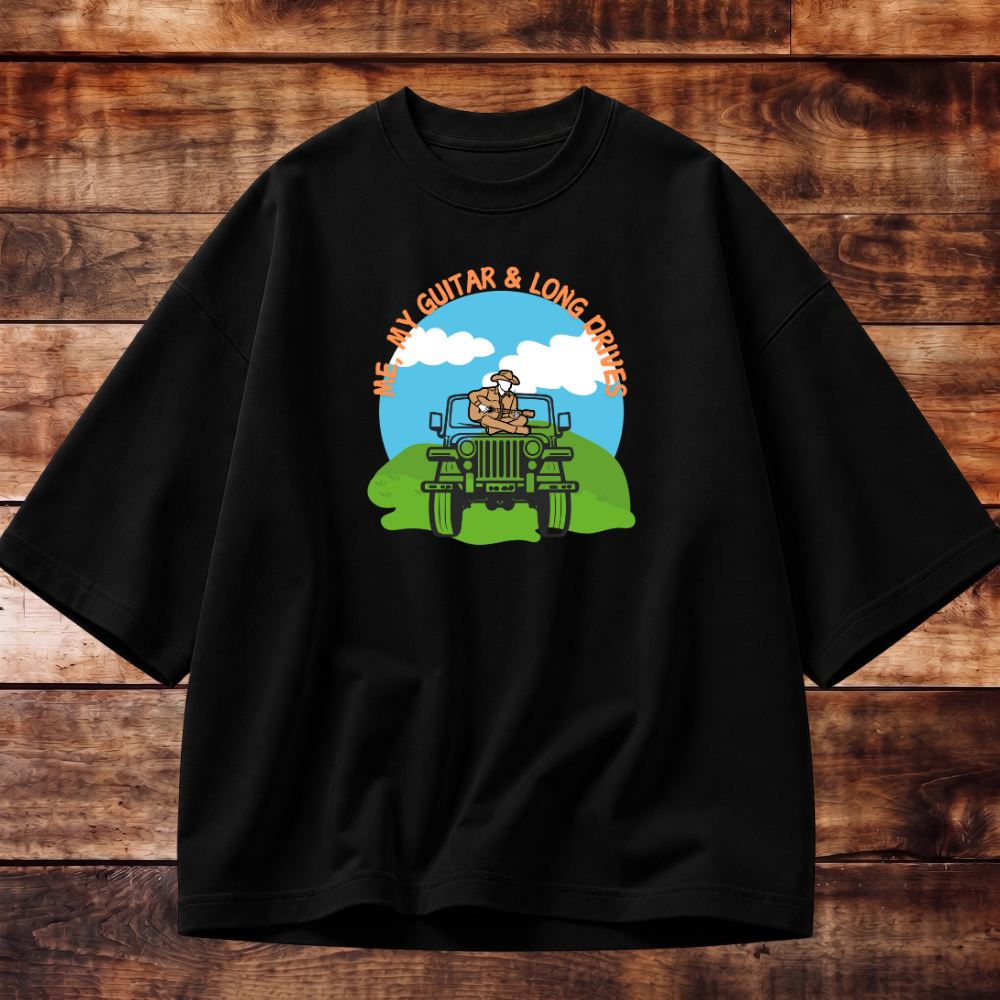 Guitar and Love for Travel Oversized Tshirt