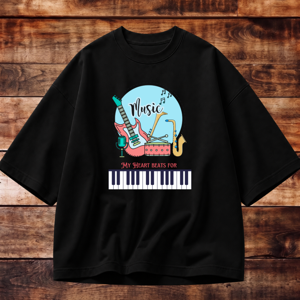 My Heart Beats for Music Oversized T-shirt