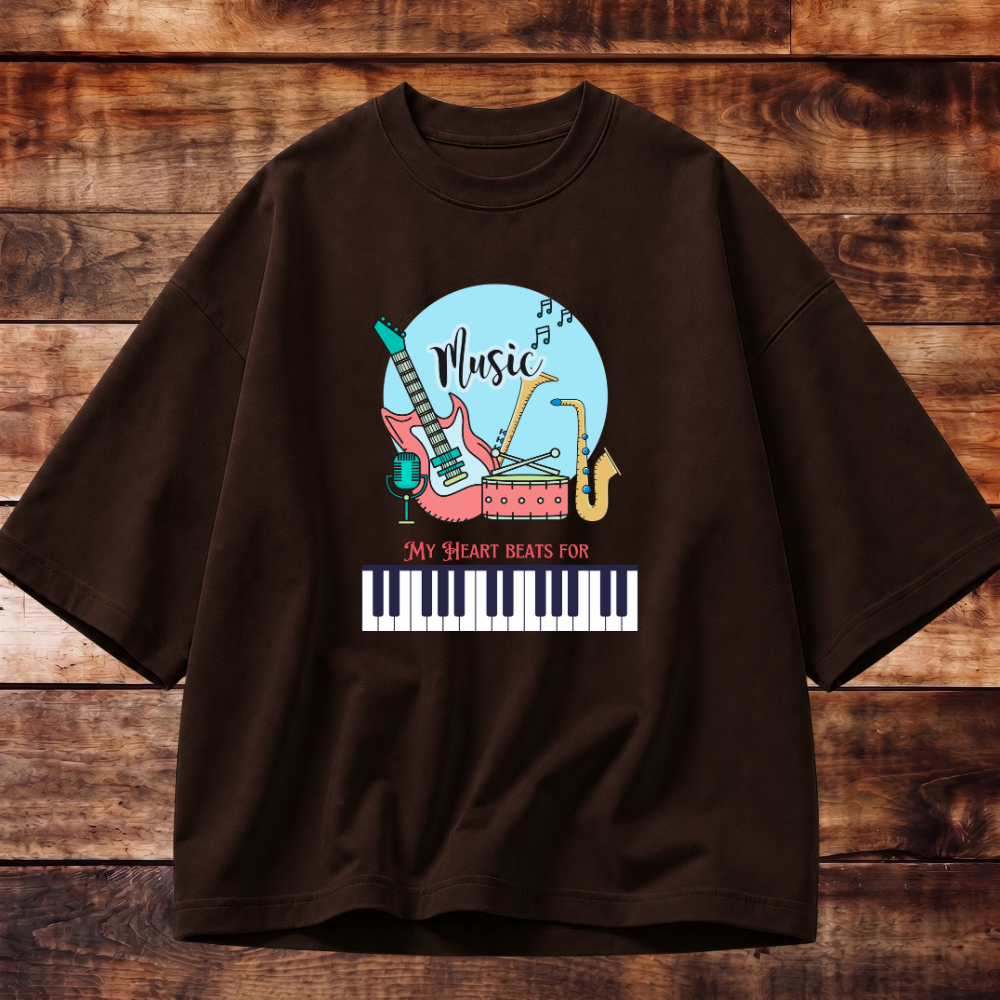 My Heart Beats for Music Oversized T-shirt