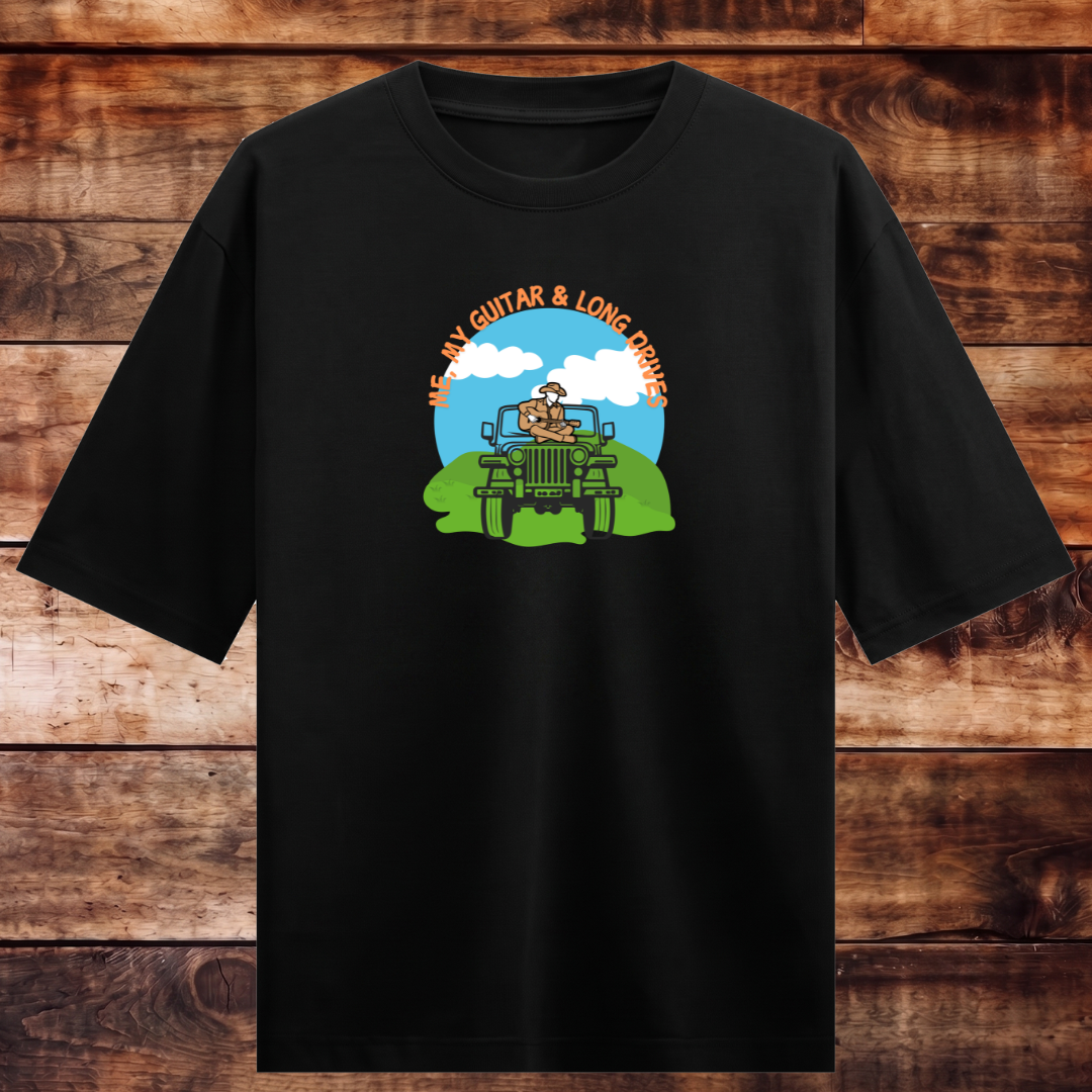 Guitar and Love for Travel Oversized Tshirt