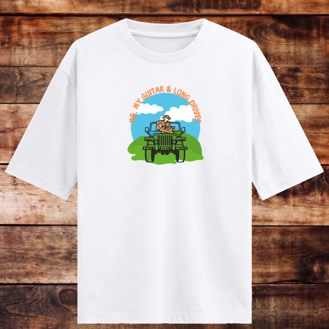 Guitar and Love for Travel Oversized Tshirt
