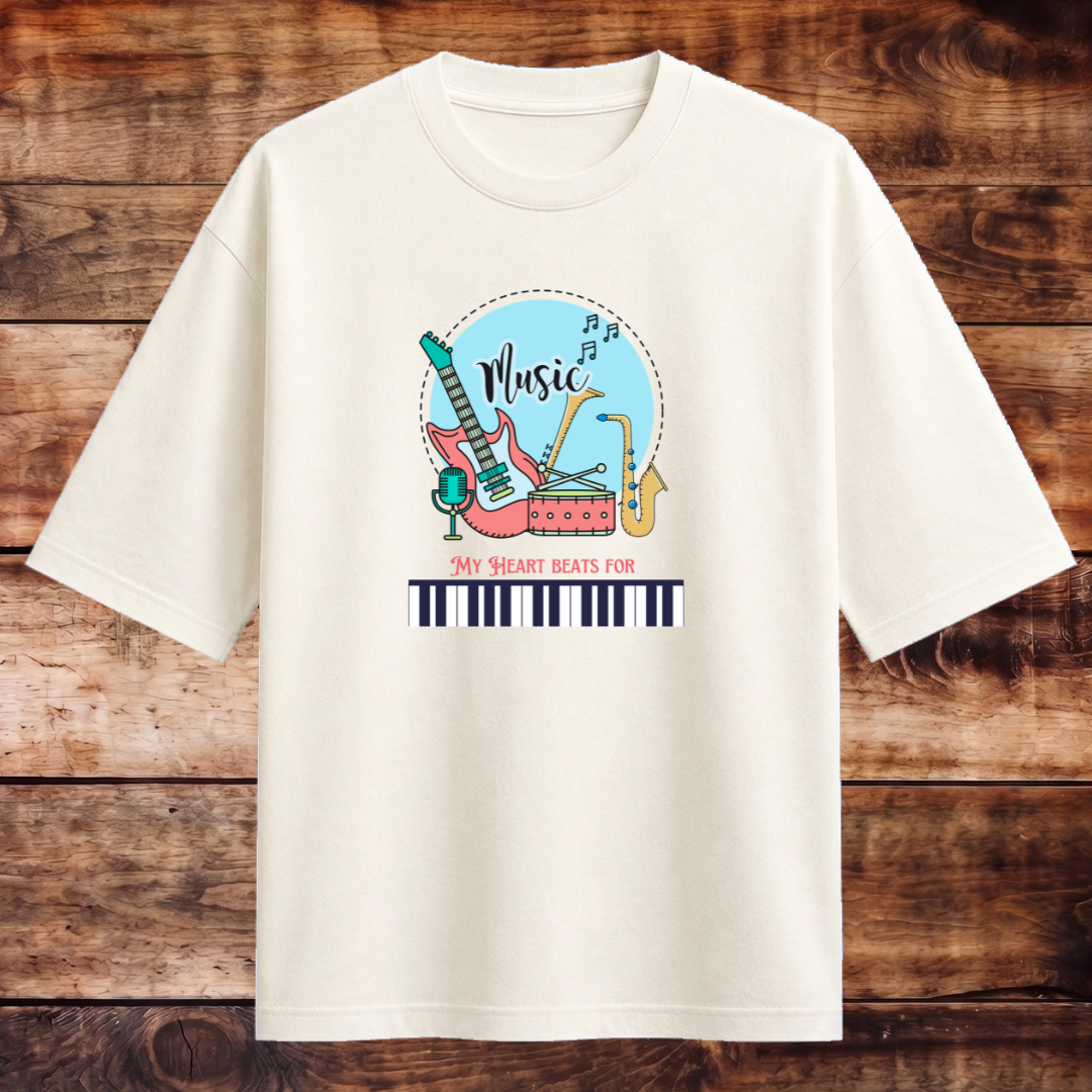 My Heart Beats for Music Oversized T-shirt