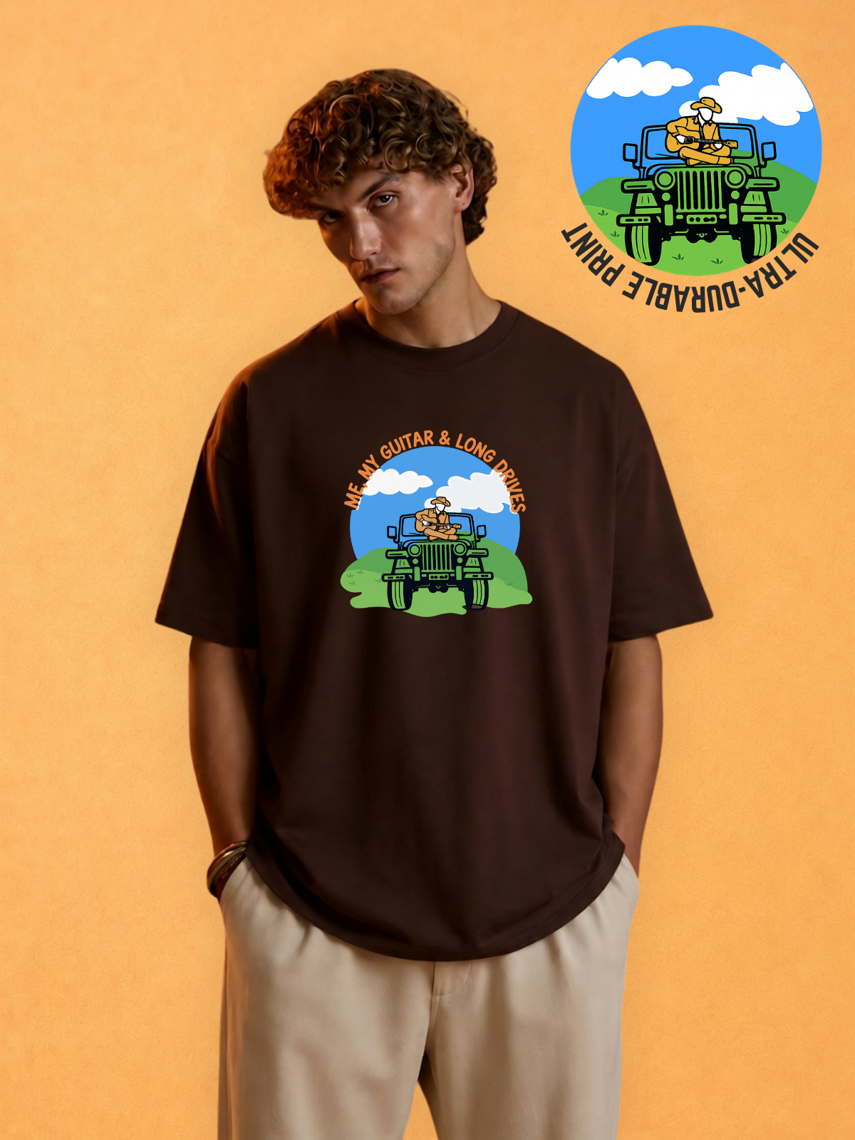 Guitar and Love for Travel Oversized Tshirt